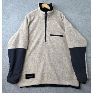 VTG 90s Marmot Sweater Men Oatmeal Deep Pile Fleece 1/4 Zip Pullover XL USA Made